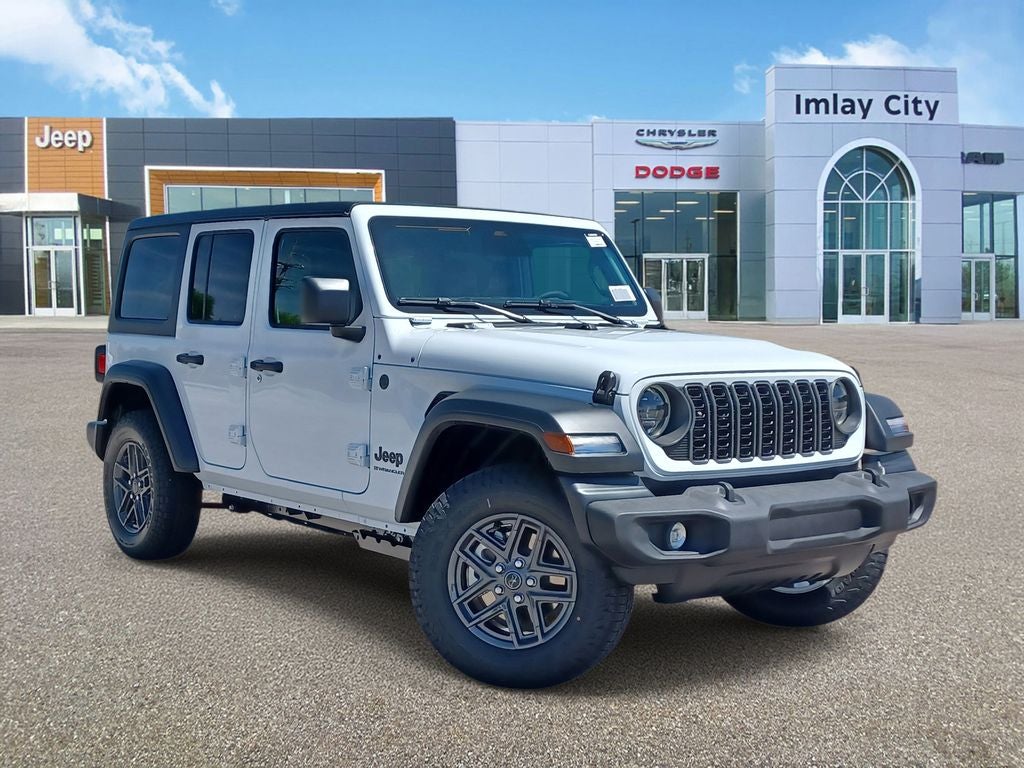2026 Jeep Wrangler WRANGLER 4-DOOR SPORT S in Bright White Clear-Coat Exterior Paint — front three-quarter view