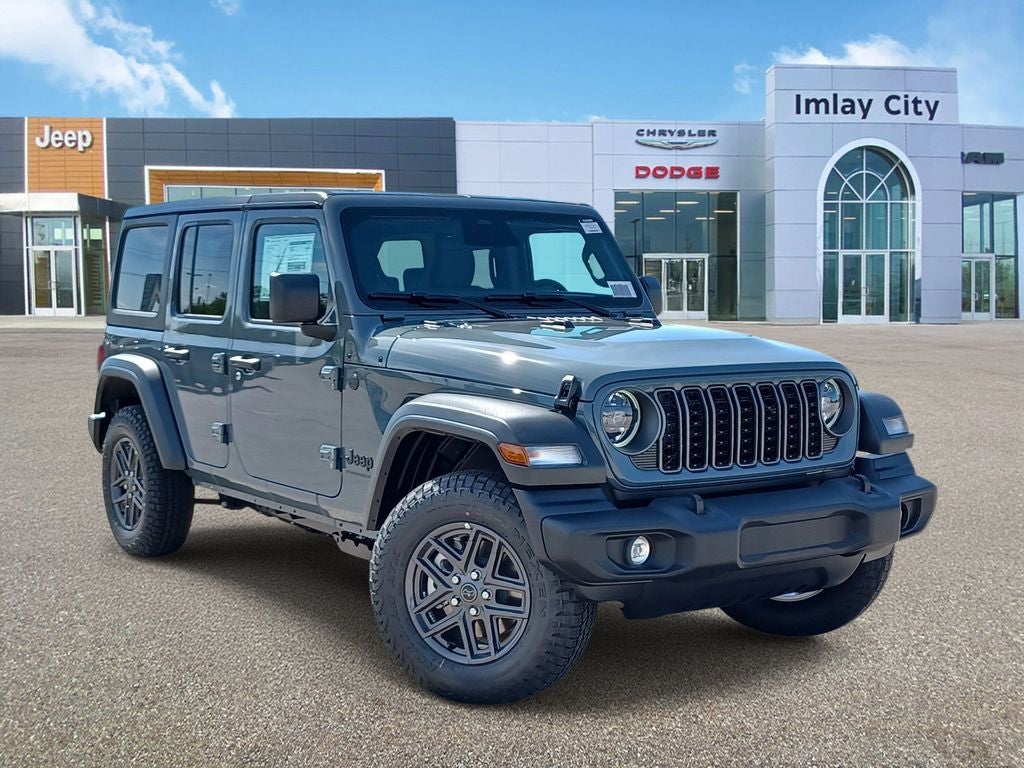 2026 Jeep Wrangler WRANGLER 4-DOOR SPORT S in Anvil Clear-Coat Exterior Paint — front three-quarter view
