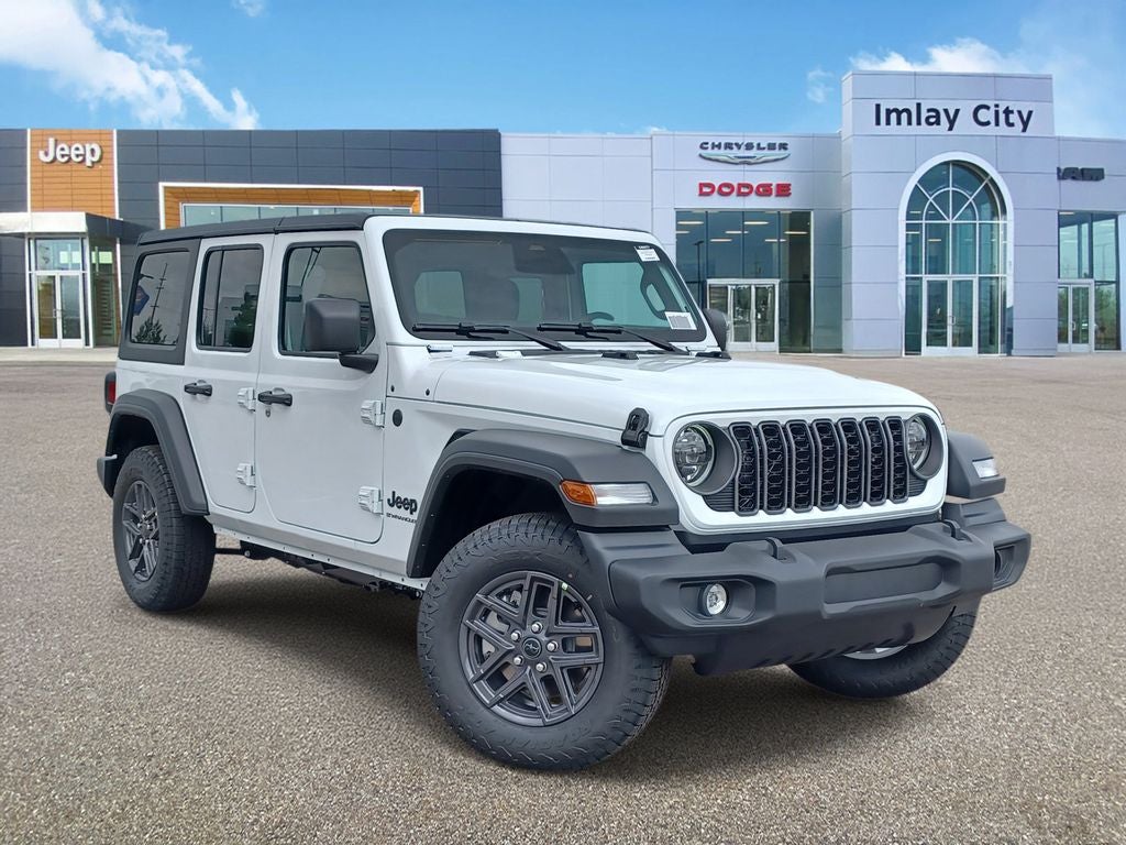 2026 Jeep Wrangler WRANGLER 4-DOOR SPORT S in Bright White Clear-Coat Exterior Paint — front three-quarter view