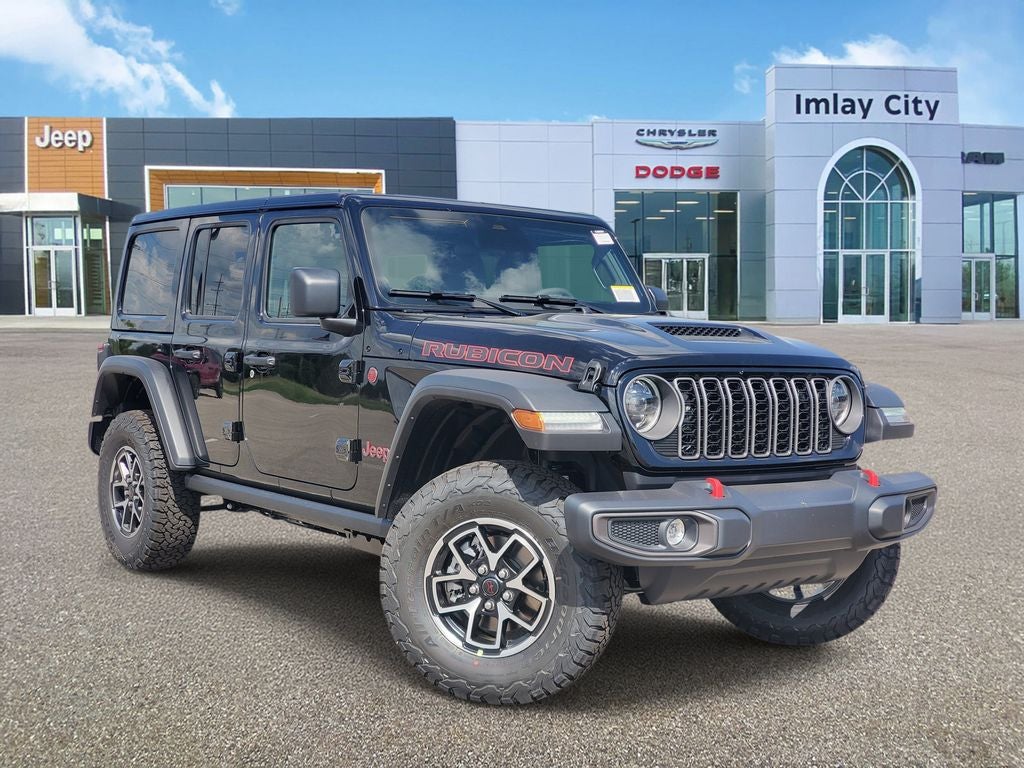 2026 Jeep Wrangler WRANGLER 4-DOOR RUBICON in Black Clear-Coat Exterior Paint — front three-quarter view