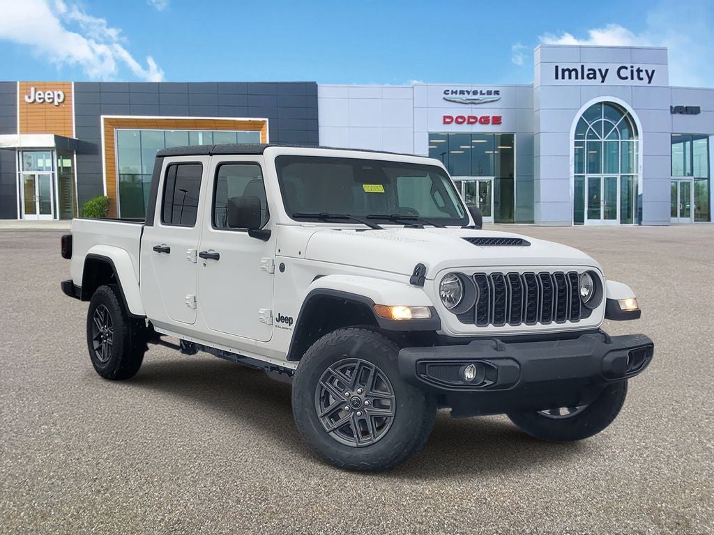 2026 Jeep Gladiator GLADIATOR SPORT S 4X4 in Bright White Clear-Coat Exterior Paint — front three-quarter view