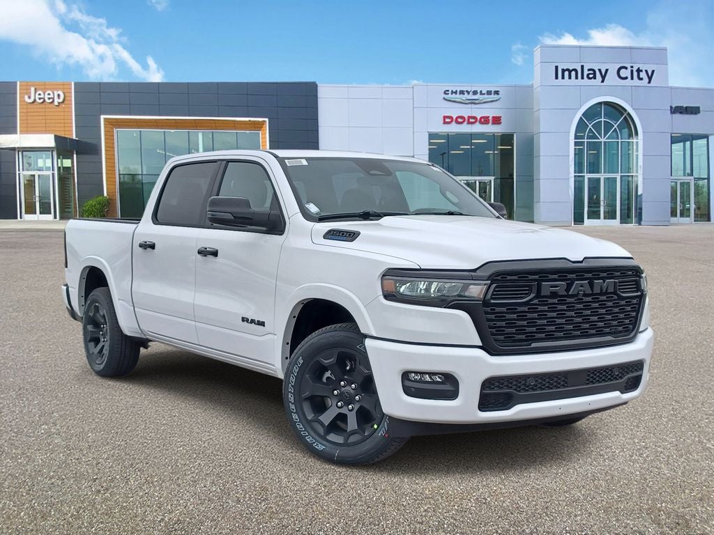 2026 RAM Ram 1500 RAM 1500 BIG HORN CREW CAB 4X4 5'7' BOX in Bright White Clear-Coat Exterior Paint — front three-quarter view