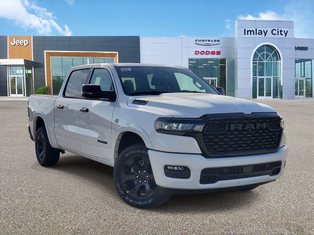 2026 RAM Ram 1500 RAM 1500 BIG HORN CREW CAB 4X4 5'7' BOX in Bright White Clear-Coat Exterior Paint — front three-quarter view