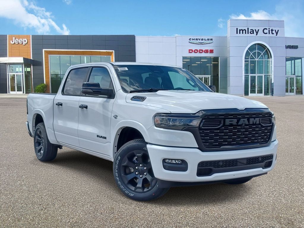 2026 RAM Ram 1500 RAM 1500 BIG HORN CREW CAB 4X4 5'7' BOX in Bright White Clear-Coat Exterior Paint — front three-quarter view