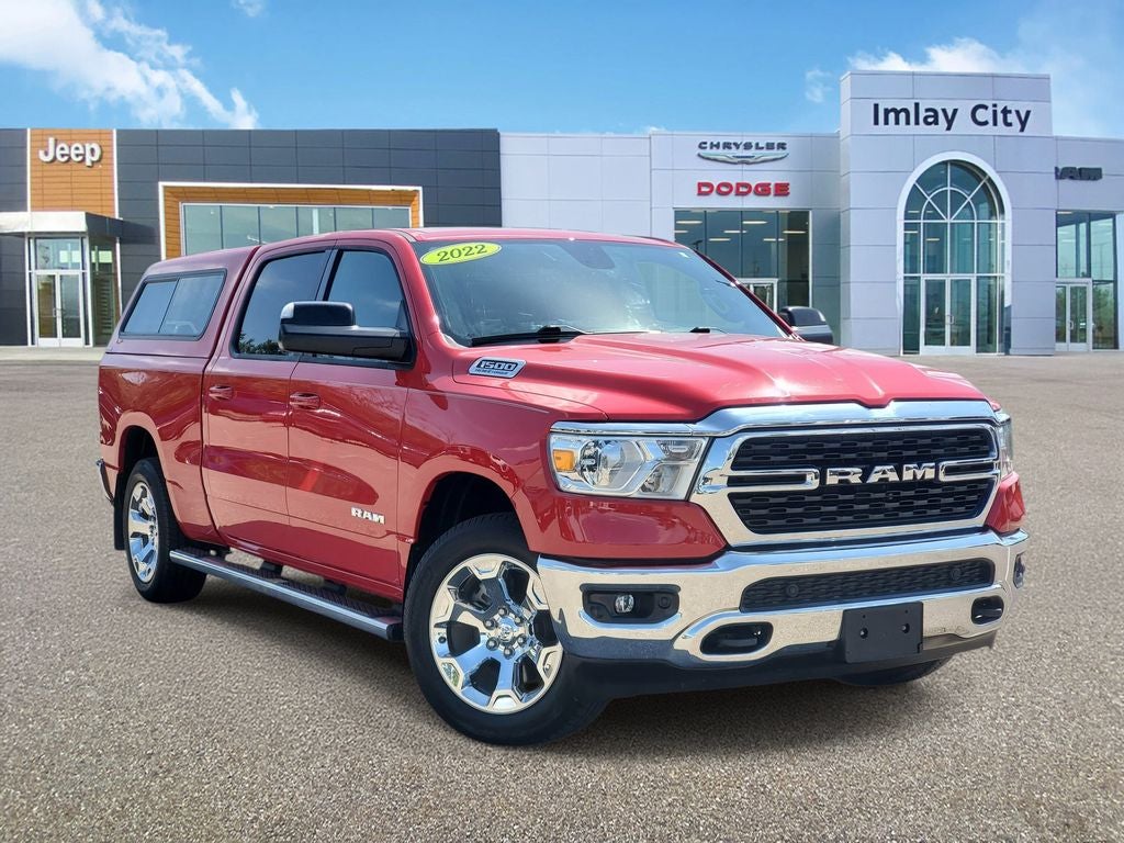 2022 RAM 1500 Big Horn Crew Cab 4x4 6'4' Box in Flame Red Clearcoat — front three-quarter view
