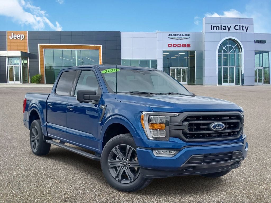 2023 Ford F-150 XLT in Blue Metallic — front three-quarter view