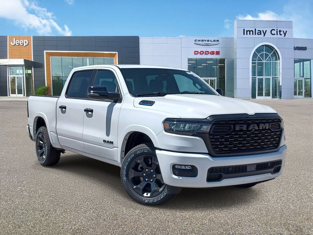 2026 RAM Ram 1500 RAM 1500 BIG HORN CREW CAB 4X4 5'7' BOX in Bright White Clear-Coat Exterior Paint — front three-quarter view