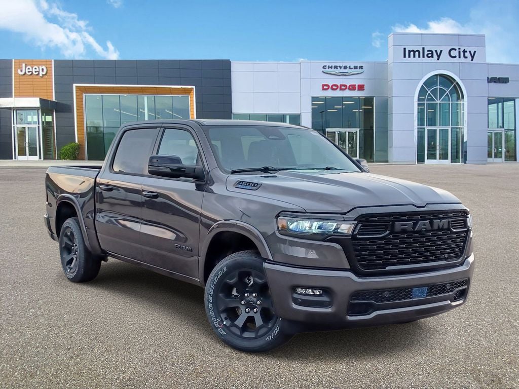 2026 RAM Ram 1500 RAM 1500 BIG HORN CREW CAB 4X4 5'7' BOX in Granite Crystal Metallic Clear-Coat Exterior Paint — front three-quarter view
