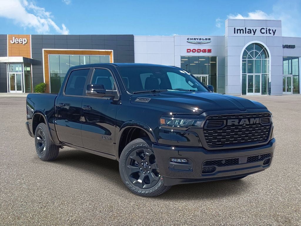 2026 RAM Ram 1500 RAM 1500 BIG HORN CREW CAB 4X4 5'7' BOX in Diamond Black Crystal Pearl-Coat Exterior Paint — front three-quarter view