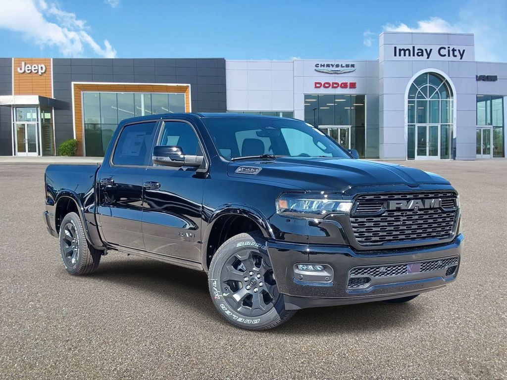 2026 RAM Ram 1500 RAM 1500 BIG HORN CREW CAB 4X4 5'7' BOX in Diamond Black Crystal Pearl-Coat Exterior Paint — front three-quarter view
