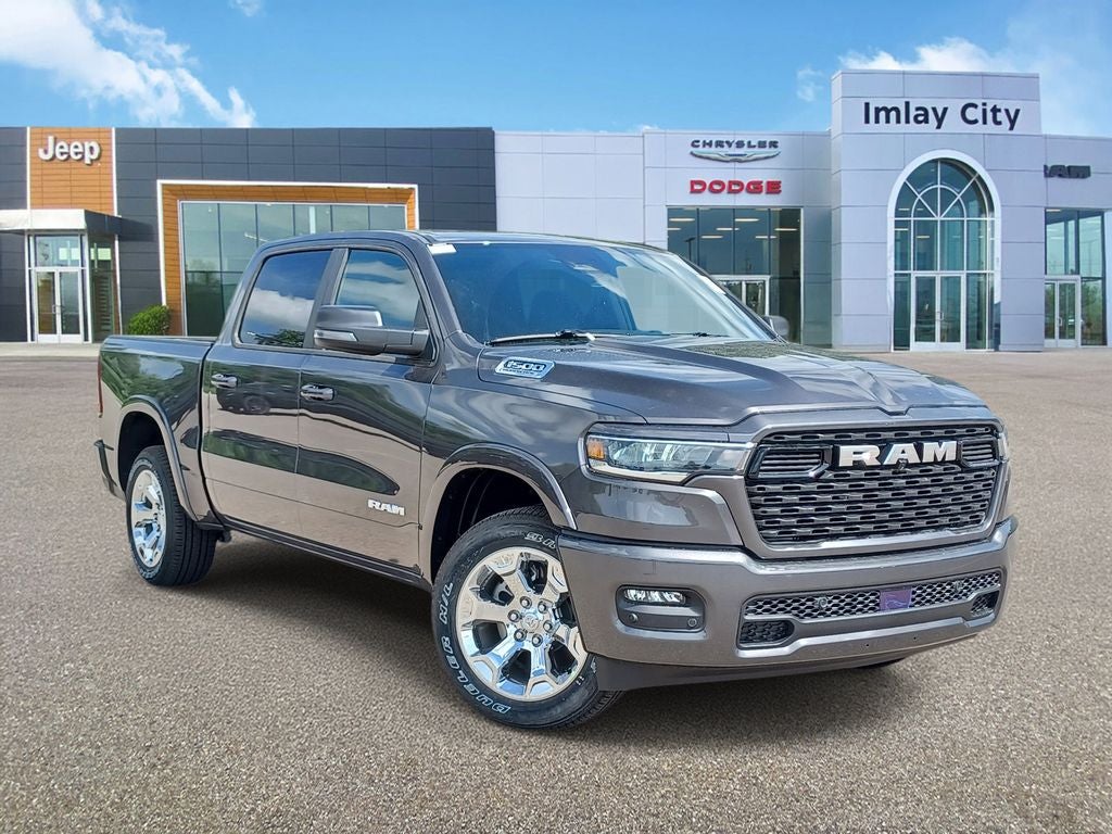 2026 RAM Ram 1500 RAM 1500 BIG HORN CREW CAB 4X4 5'7' BOX in Granite Crystal Metallic Clear-Coat Exterior Paint — front three-quarter view