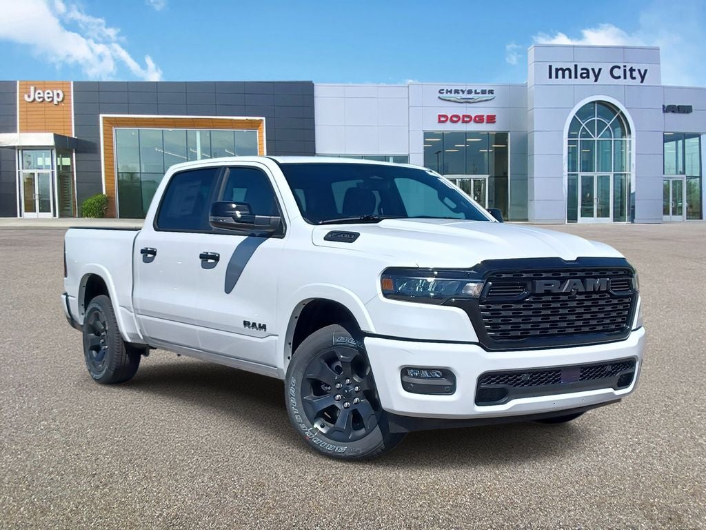 2026 RAM Ram 1500 RAM 1500 BIG HORN CREW CAB 4X4 5'7' BOX in Bright White Clear-Coat Exterior Paint — front three-quarter view