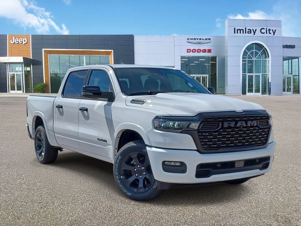 2026 RAM Ram 1500 RAM 1500 BIG HORN CREW CAB 4X4 5'7' BOX in Bright White Clear-Coat Exterior Paint — front three-quarter view