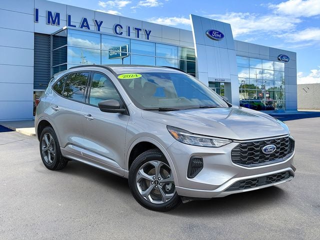 2024 Ford Escape ST-Line in Iconic Silver Metallic — front three-quarter view