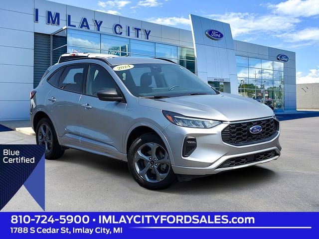 2024 Ford Escape ST-Line in Iconic Silver Metallic — front three-quarter view