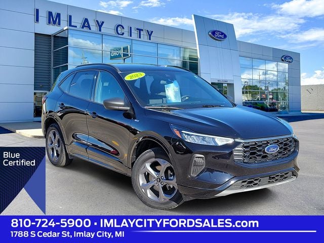 2023 Ford Escape ST-Line in Agate Black Metallic — front three-quarter view