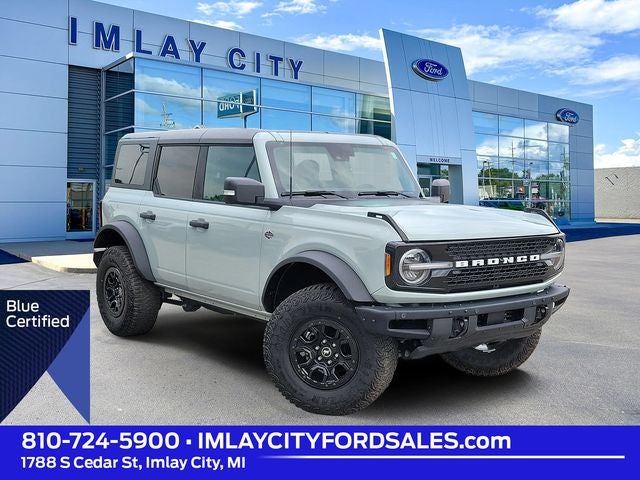 2024 Ford Bronco Wildtrak in Cactus Gray — front three-quarter view