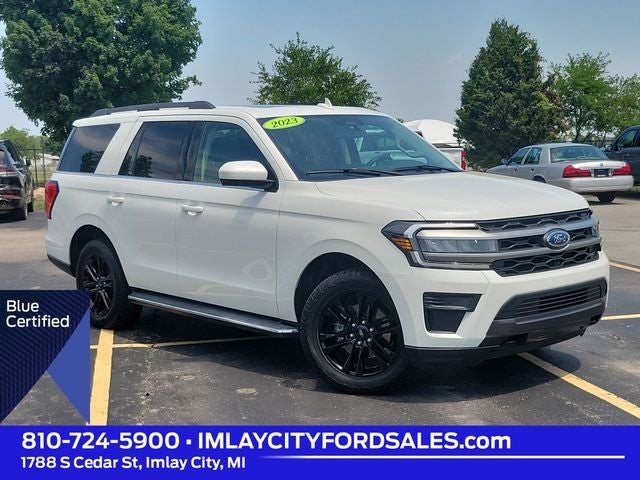 2023 Ford Expedition XLT in Star White Metallic Tri-Coat — front three-quarter view