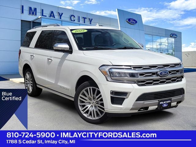 2022 Ford Expedition Platinum in Star White Metallic Tri-Coat — front three-quarter view