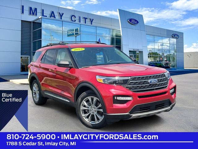 2023 Ford Explorer XLT in Red Metallic — front three-quarter view