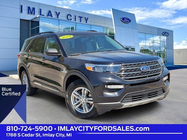 2024 Ford Explorer XLT in Agate Black Metallic — front three-quarter view