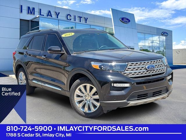 2022 Ford Explorer Limited in Black Metallic — front three-quarter view